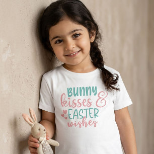 Konijn Kusjes Pasen Wensen T-Shirt voor Kinderen