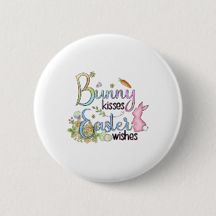 Konijn Kussen Pasen Wensen Tee Cadeau  Ronde Button 5,7 Cm