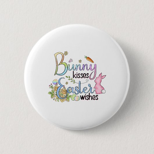 Konijn Kussen Pasen Wensen Tee Cadeau Ronde Button 5,7 Cm (Voorkant)