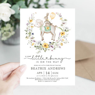 Konijn Lam Ballon Wilde Bloementuin Baby Shower Kaart