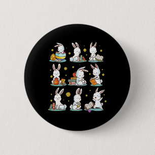 Konijn Leest Boek Gelukkig Pasen Boekenwurm Kinder Ronde Button 5,7 Cm