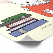Konijn leest boeken kunstposter voor kinderkamer poster (Hoek)