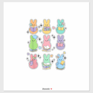 Konijn Leest Boeken Pasen Dag Bibliothecaris Leraa Sticker