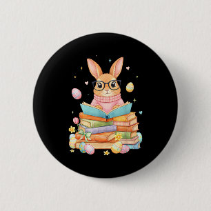 Konijn Leest Konijn Grappig Voor Kinderen Meisjes Ronde Button 5,7 Cm