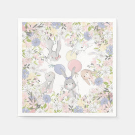 Konijn lente bloemige verjaardagsfeest servetten