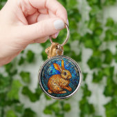 Konijn Levendig Glas-in-Lood Kunstwerk Sleutelhanger (Hand)