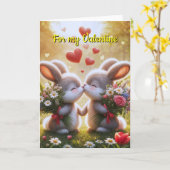 Konijn Liefde Kaart (Gele Bloem)