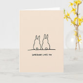 Konijn Liefde Schets Kunstkaart Kaart (Gele Bloem)
