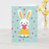 Konijn Liefdevolle Wensen Kaart (Gele Bloem)