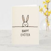 Konijn Lijn Happy Pasen Kaart (Gele Bloem)