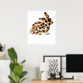 konijn luipaard bloem, retro, vintage poster (Thuiskantoor)