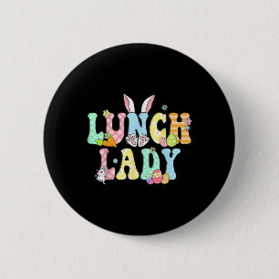 Konijn lunchdame grappig ei paasdag bloem ronde button 5,7 cm
