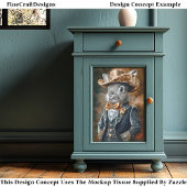 Konijn Luxe Wild West Stijl Outfit CF3 Decoupage Tissuepapier