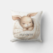 Konijn maan sky beige schattig boho kinderkamer kussen (Voorkant)