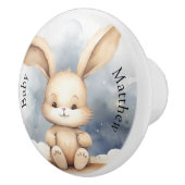 Konijn maan sky beige schattig kinderdagverblijf keramische knop (Rechts)