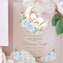 Konijn Maan Zachte Blauwe Bloem Jongens Baby Borre