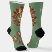 Konijn Mandala Groen Sokken (Gebogen)