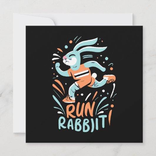 konijn marathonloper konijn loper schattig kaart (Voorkant)