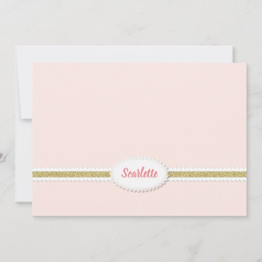 Konijn meisje 1e verjaardag foto uitnodiging roze  (Achterkant)