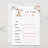 Konijn Meisje Baby Shower  Woordzoekspel Kaart (Voorkant)