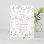 Konijn meisje babyshower bewerkbaar kaart (Staand voorkant)