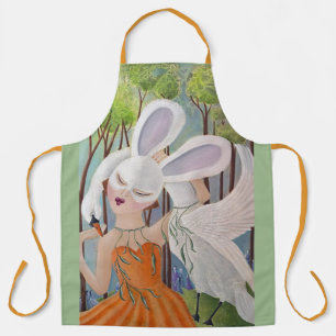 Konijn meisje en zwaan Whimsical Kunst Schort