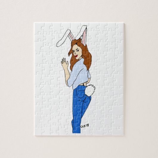 konijn meisje poserend legpuzzel (Verticaal)