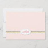 Konijn meisje verjaardagsfoto uitnodiging roze gou (Achterkant)