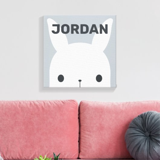 Konijn met Aangepaste Naam Canvas Afdruk (Insitu (Woonkamer))