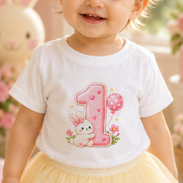 Konijn met ballon één eerste verjaardag baby shirt