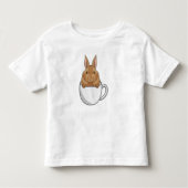 Konijn met beker koffie kinder shirts (Voorkant)