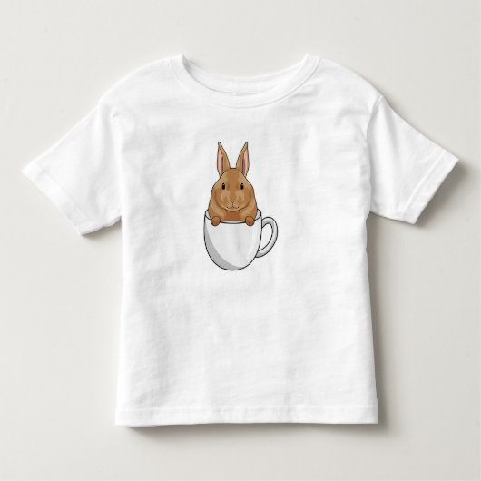 Konijn met beker koffie kinder shirts (Voorkant)