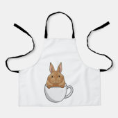 Konijn met beker koffie schort (Voorkant)