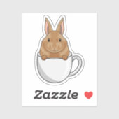 Konijn met beker koffie sticker (Vel)