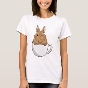 Konijn met beker koffie t-shirt
