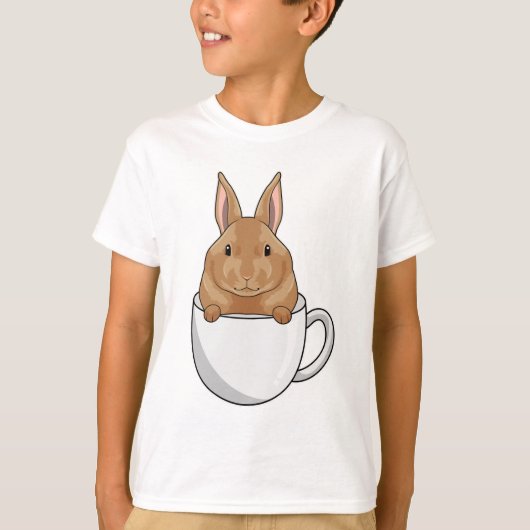 Konijn met beker koffie t-shirt (Voorkant)
