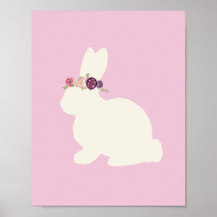 Konijn met bloemen hoofdtooi dierenschildering pos poster