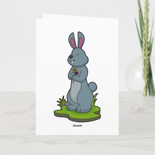 Konijn met bloemen kaart (Achterkant)