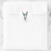 Konijn met Bloemen Ronde Sticker (Tas)