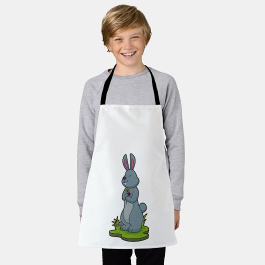 Konijn met bloemen schort (Gedragen)