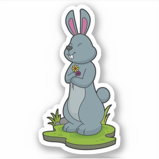 Konijn met bloemen sticker (Voorkant)
