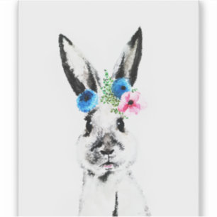 Konijn met Bloemen Sticker