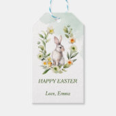 Konijn met bloemenkrans aangepaste tekst cadeaubij cadeaulabel (Voorkant)