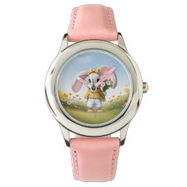Konijn met boeket witte margrieten horloge