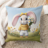 Konijn met boeket witte margrieten kussen (Deken)