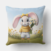 Konijn met boeket witte margrieten kussen (Achterkant)