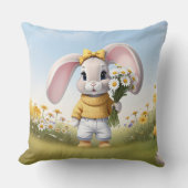 Konijn met boeket witte margrieten kussen (Voorkant)