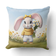 Konijn met boeket witte margrieten