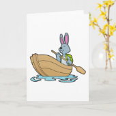 Konijn met boot en peddel kaart (Gele Bloem)