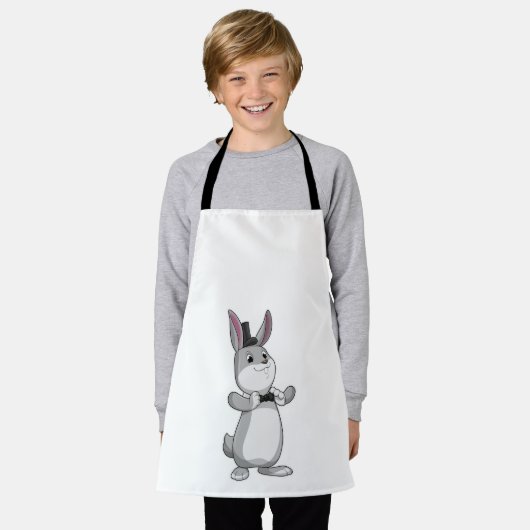 Konijn met bovenhoed en stropdas schort (Gedragen)